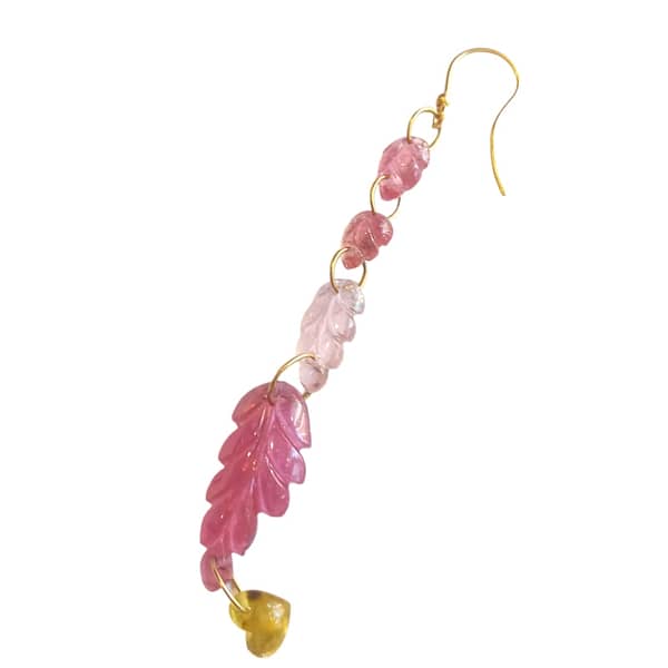 autumn pink leaves mono earring